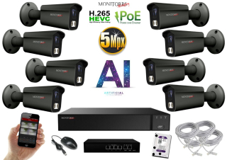 MS AI IP 8 kamerový set so switchom 5 Mpix GTube (6373K8B)
